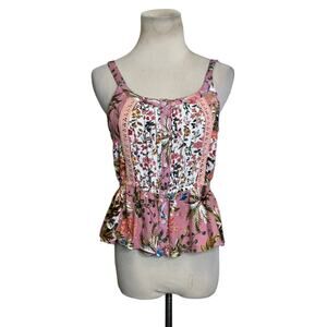 Tiny Thea Pink Floral Peplum Tank size SP